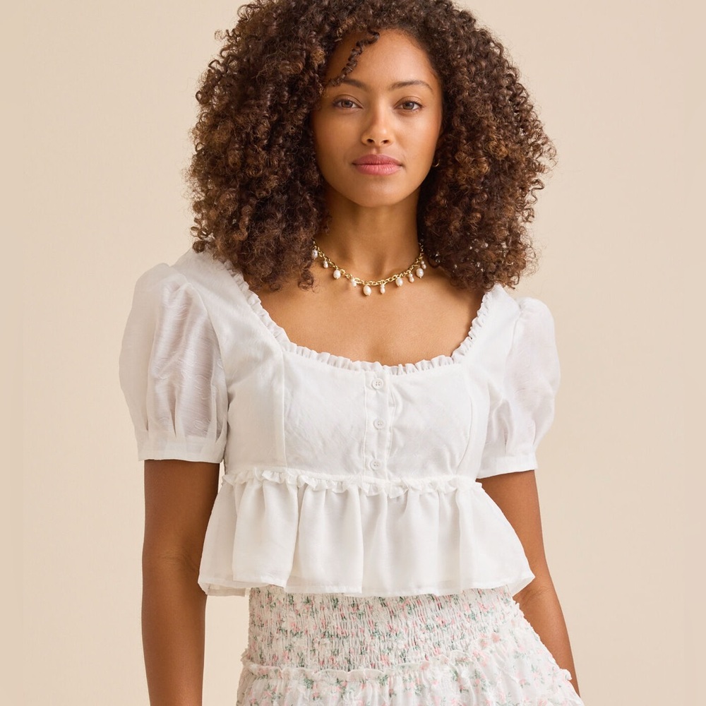 Altar'd State white Lindsay Babydoll Top NWT
